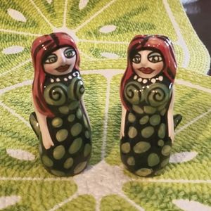 Anthropologie Ceramic Artsy mermaid shakers